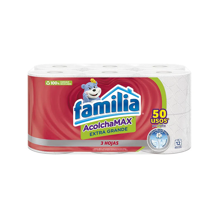 Papel Higienico Acolchamax Extragrande 4Pqx12R 24 M Familia