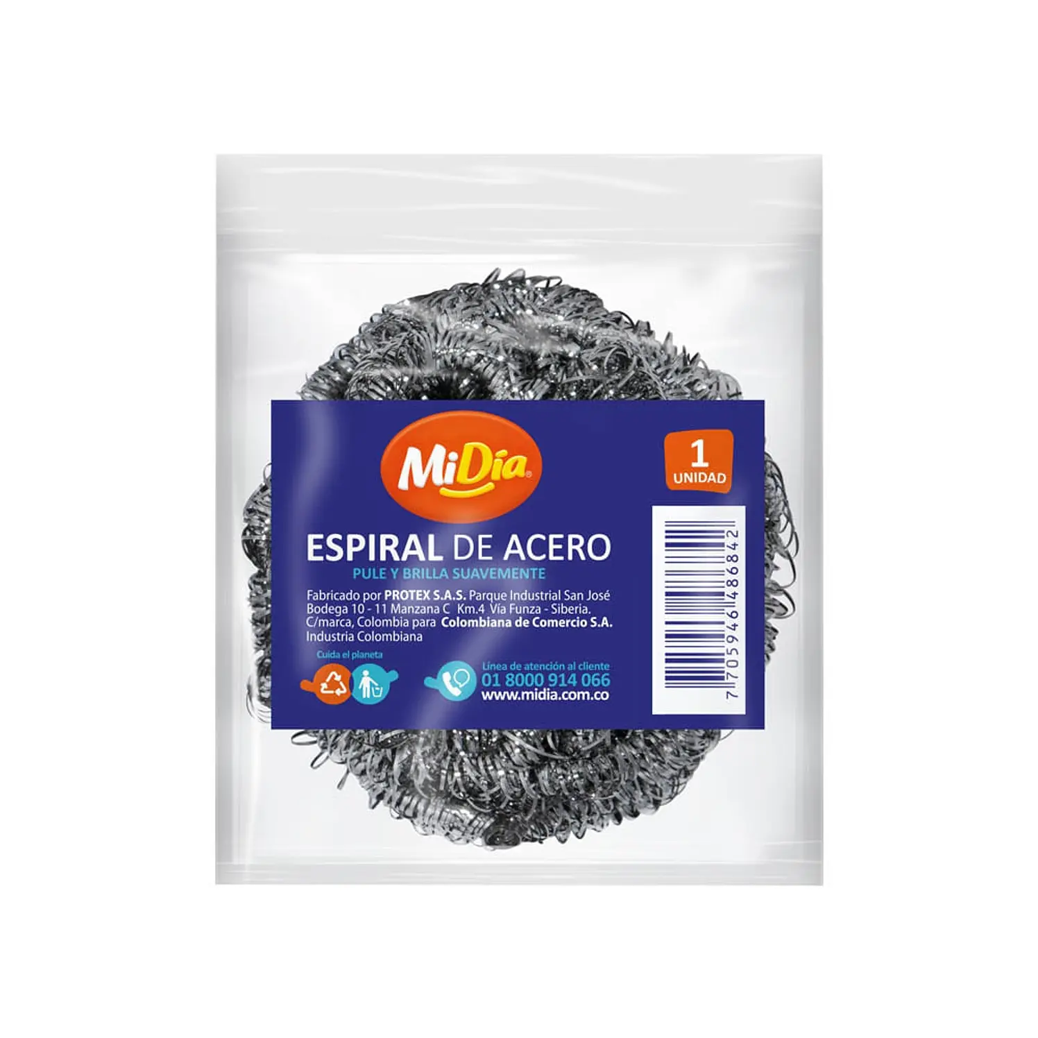 Esponja Espiral Acero MiDía x 1 und