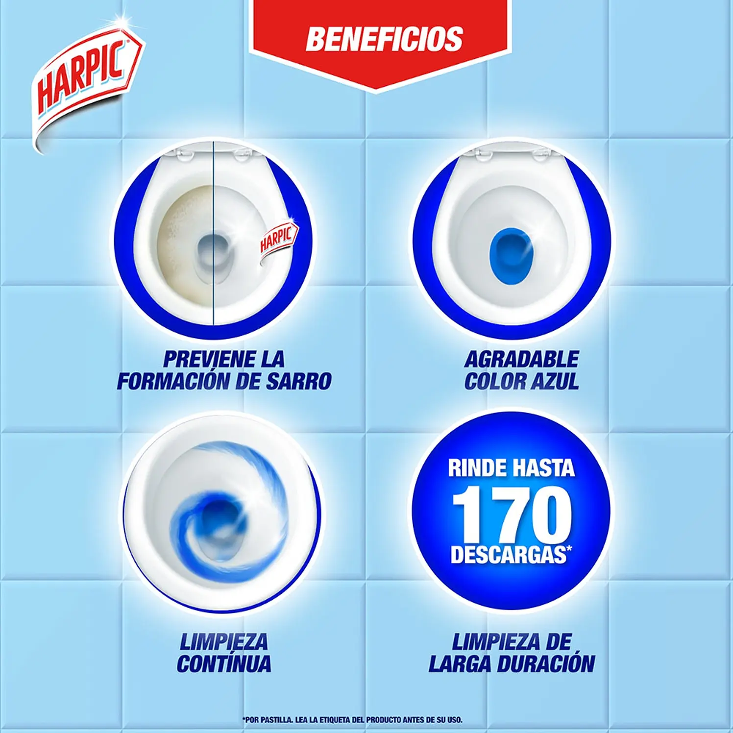 Desinfectante Para Inodoros Harpic Pastillas Azules 5 und 3
