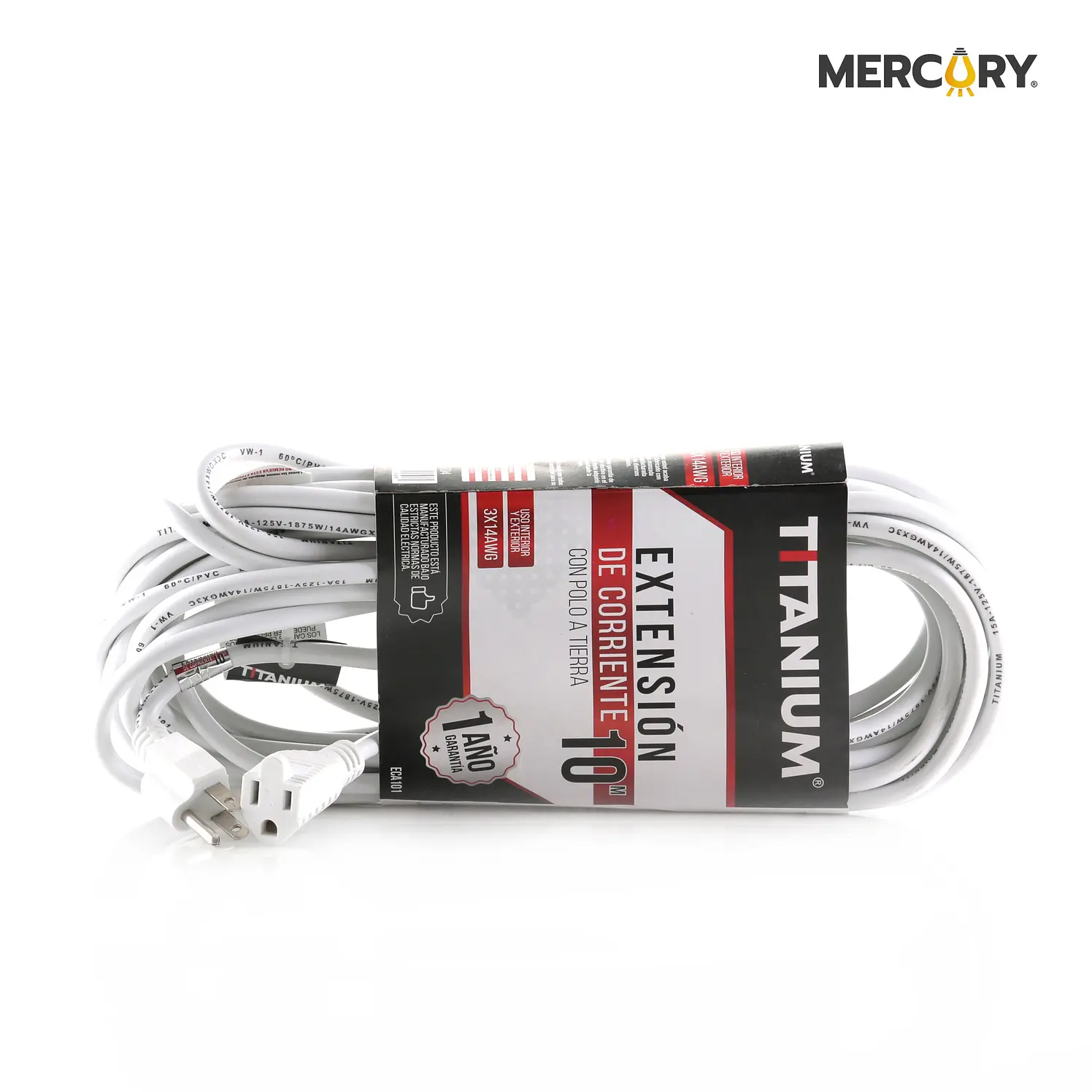 Extensión de corriente polo tierra 10 m cable blanco ECA101