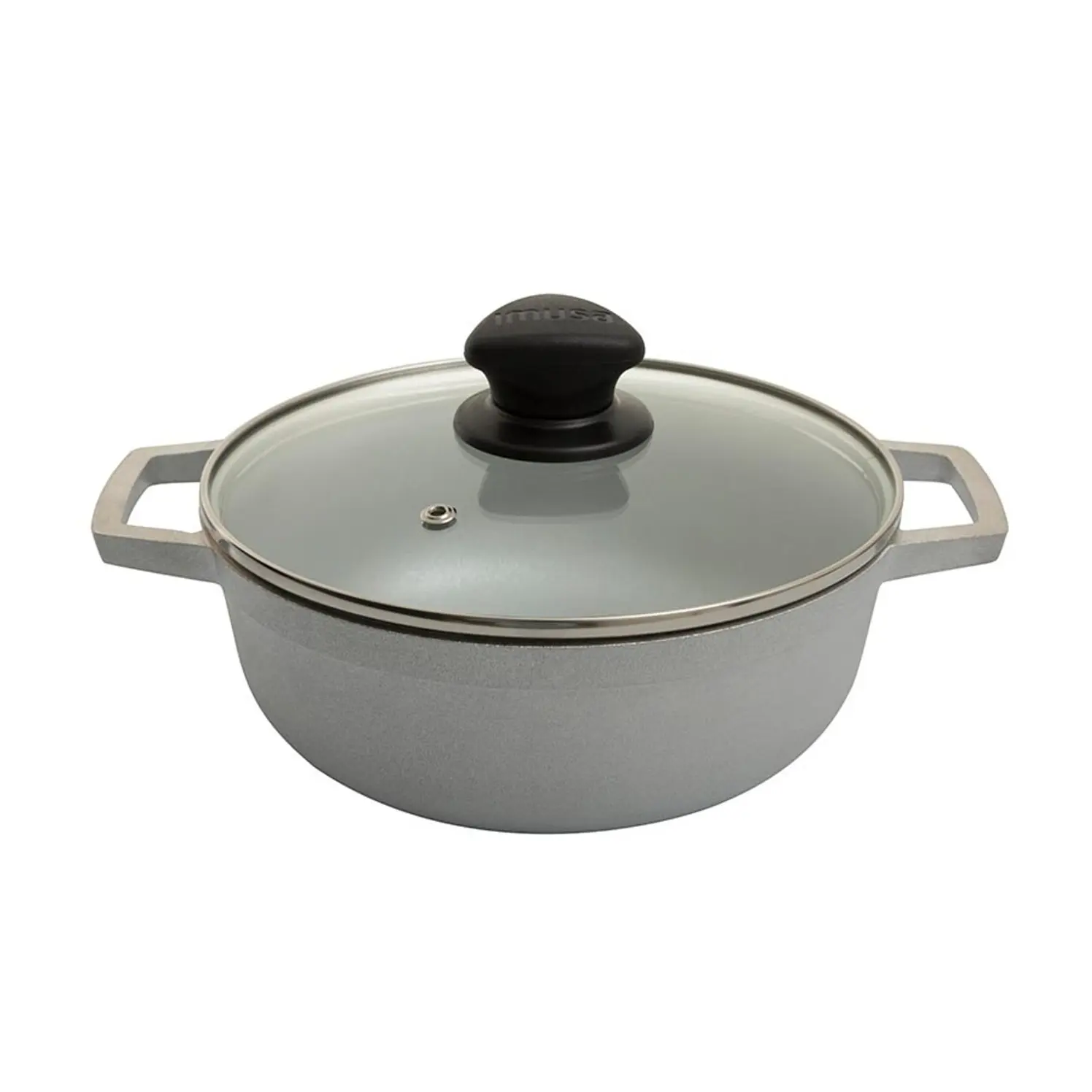Caldero Imusa 30 cm Aluminio Fundido con Tapa de Vidrio 1