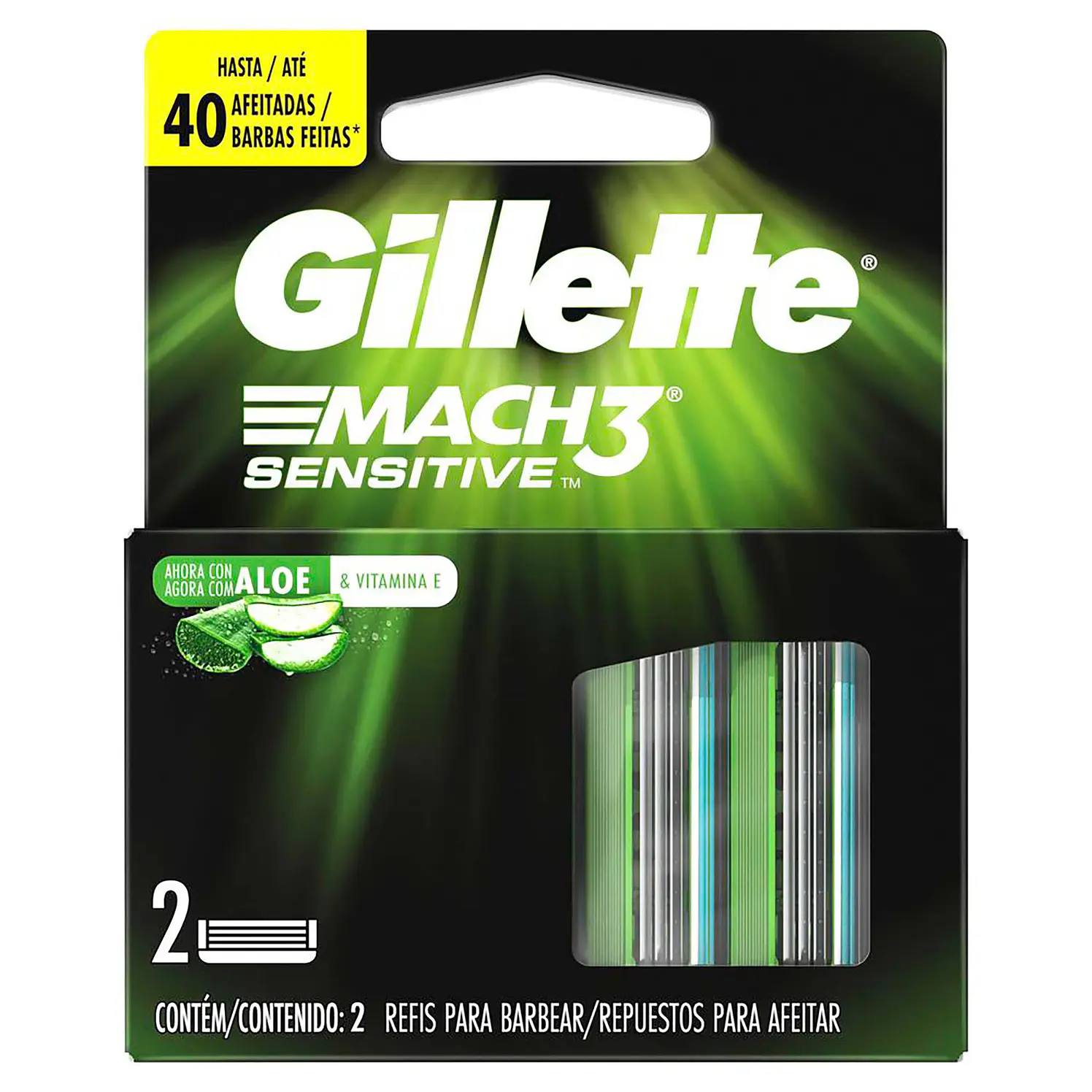 Gillette Mach3 Sensitive Repuestos Para Afeitar 2 und 1