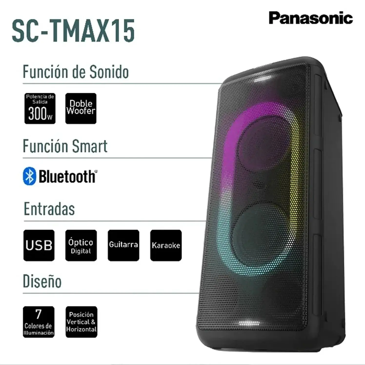 Minicomponente Panasonic TMAX15 300 W Negro Torre de Sonido 3