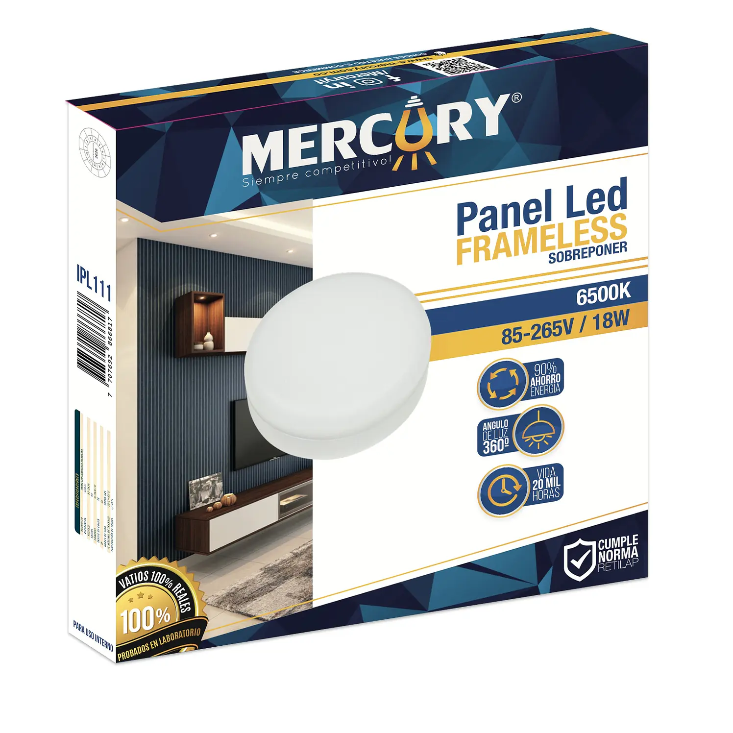 Panel led frameless 18 W sobreponer 6500k ipl118 2