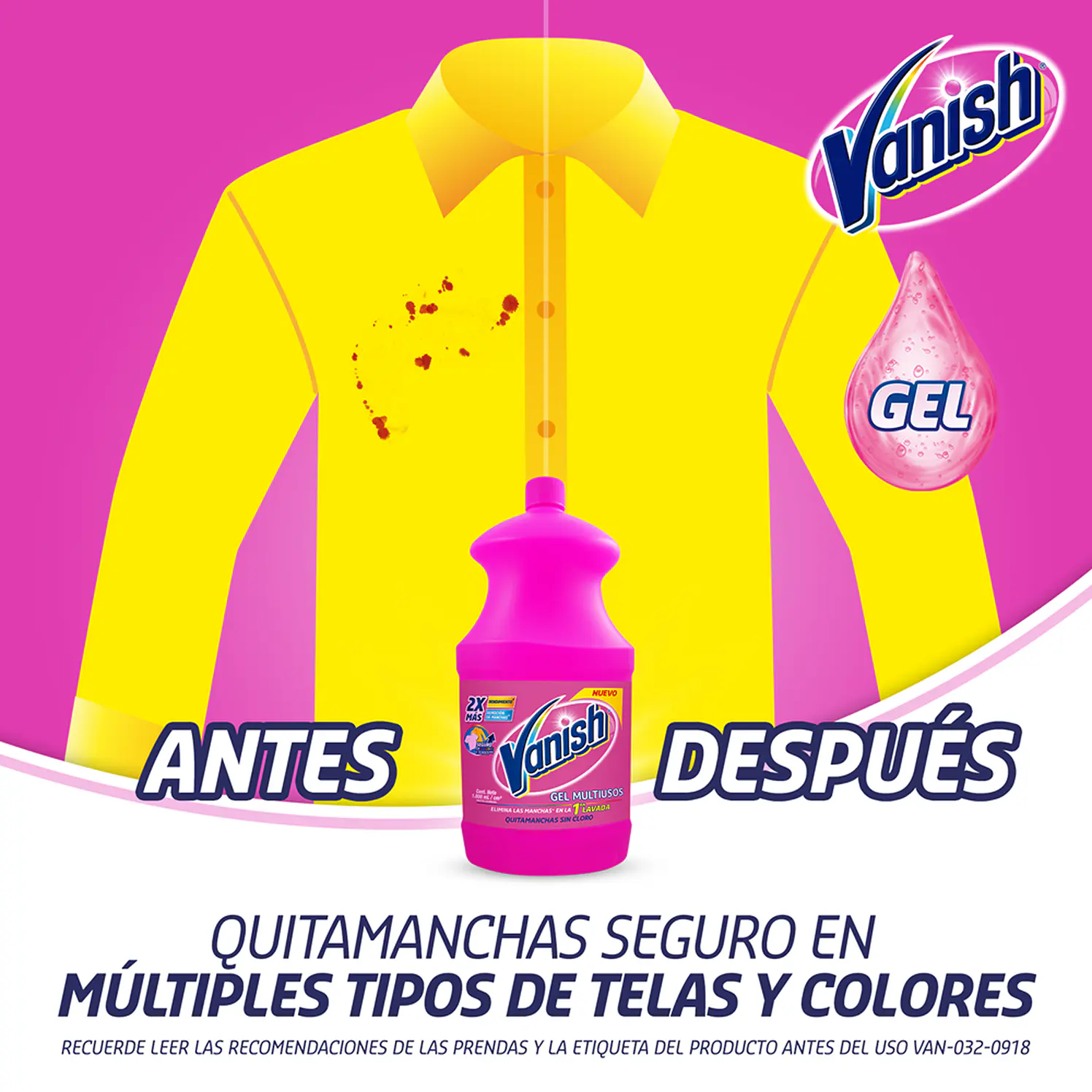 Desmanchador Vanish Líquido Rosa 300 ml 2