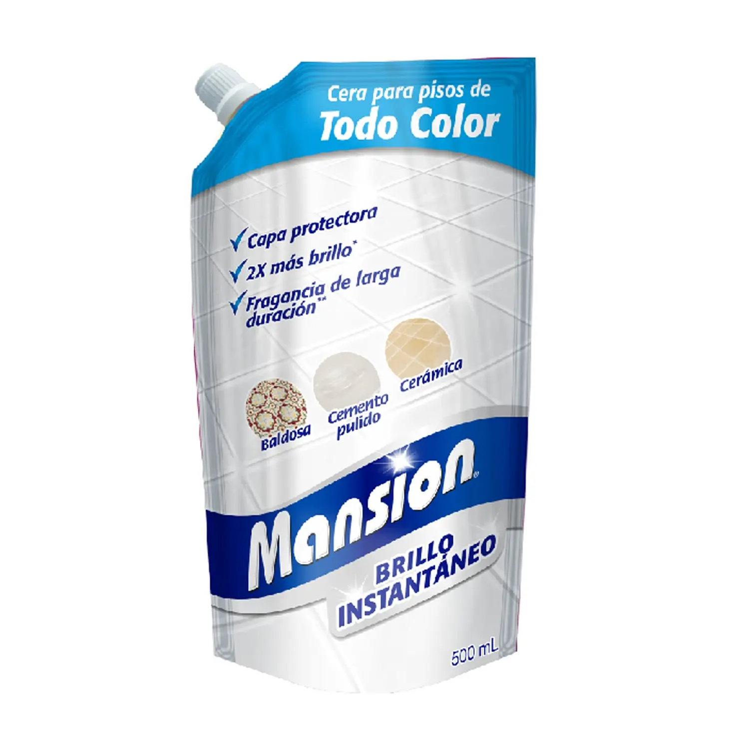 Cera Para Pisos Mansion Brillo Instantáneo Todo Color 500 ml
