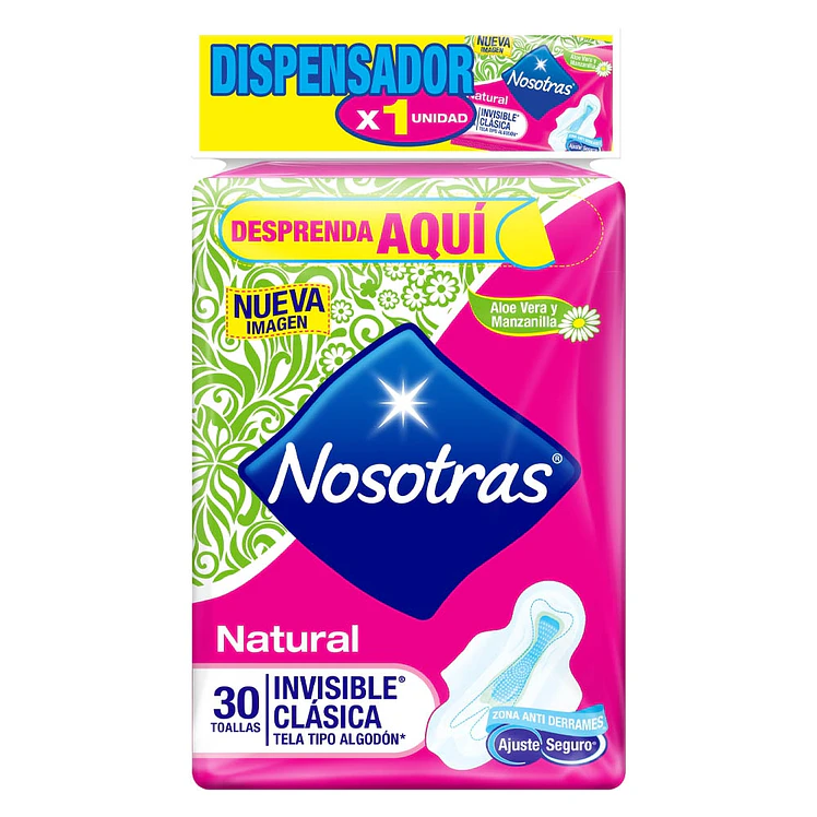 Toallas Higiénicas Nosotras Natural Invisible x 30 und