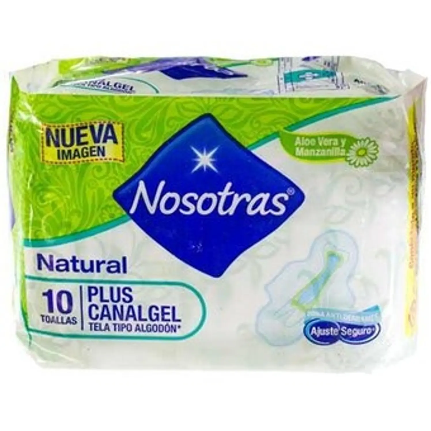 Toallas Nosotras Natural Plus Canalgel Tela Algodón 10 und