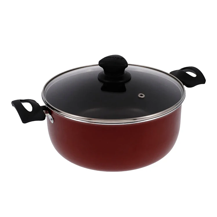 Olla Tapa Vidrio 24 cm Imusa Colors Rojo