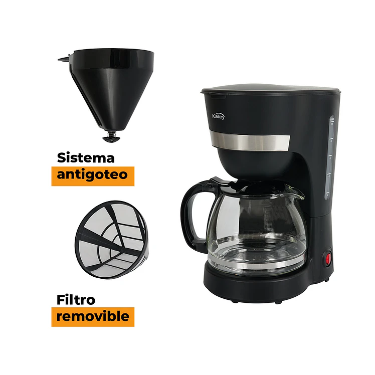 Cafetera Negra Básica Kalley K CN10 3