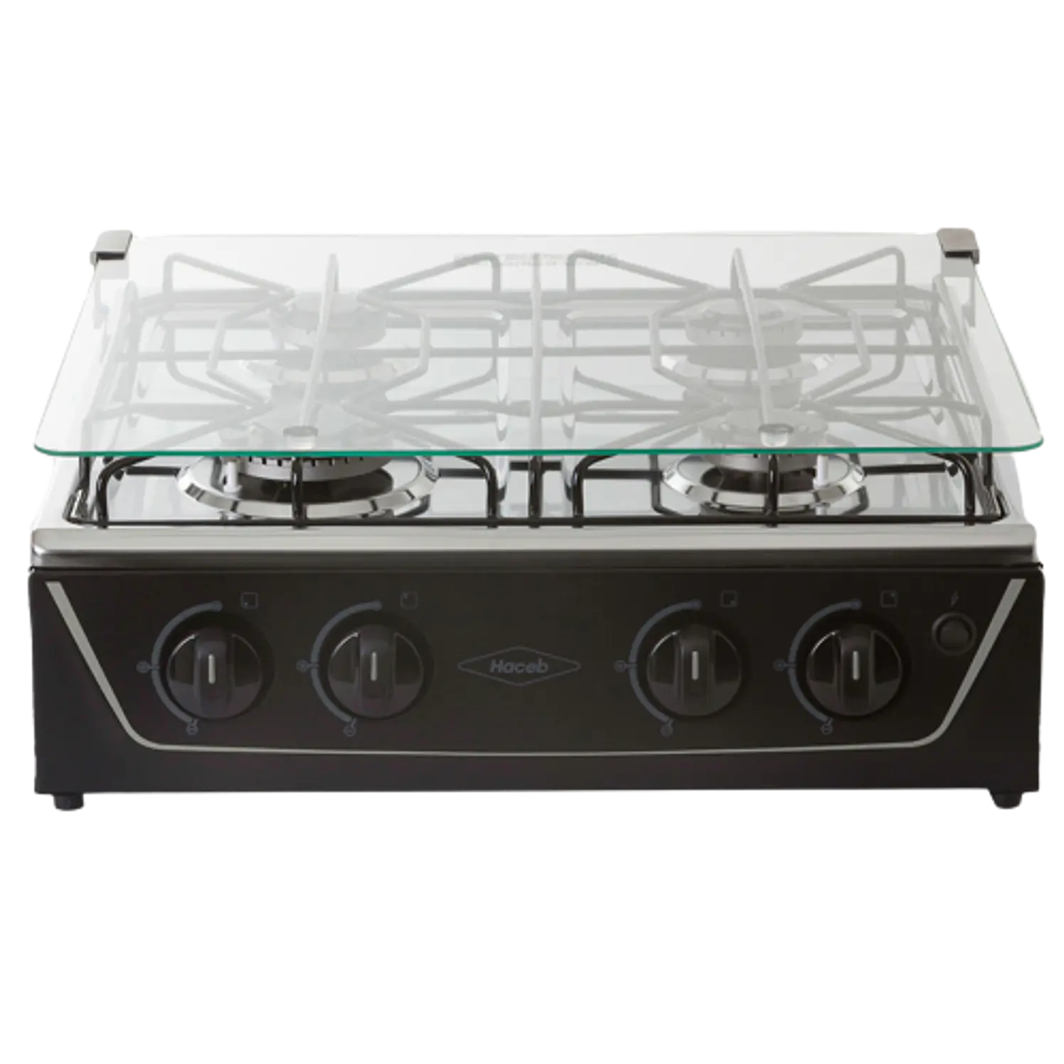Estufa Haceb Avellana Mesa Gas Natural 4P Vidrio Negro 1