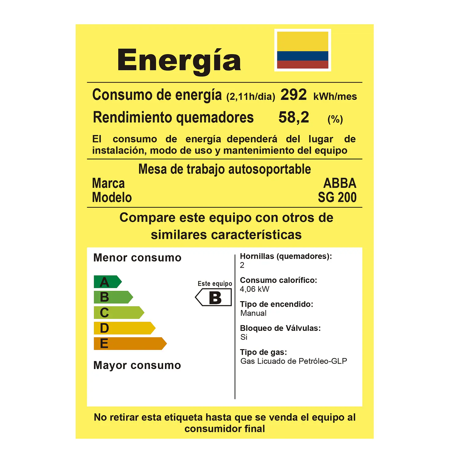 Estufa de Mesa ABBA SG200 1 Gas Propano 7