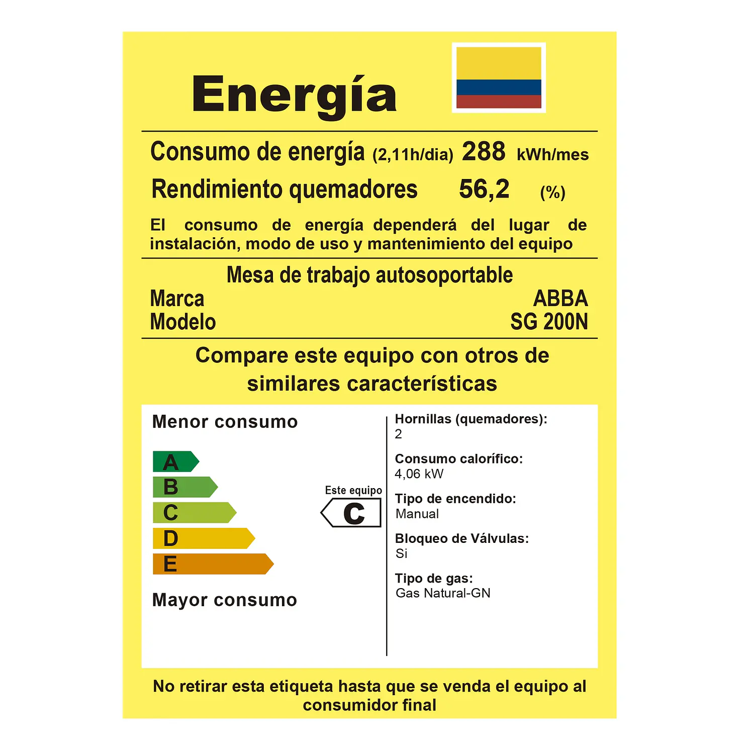 Estufa de Mesa ABBA SG200 1 Gas Natural 7