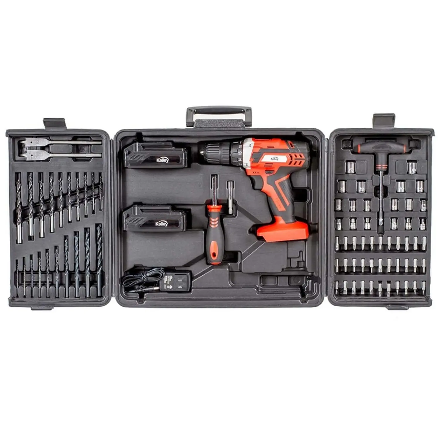 Taladro Kalley Inalámbrico 18 Velocidades 2 Baterías y Set 4
