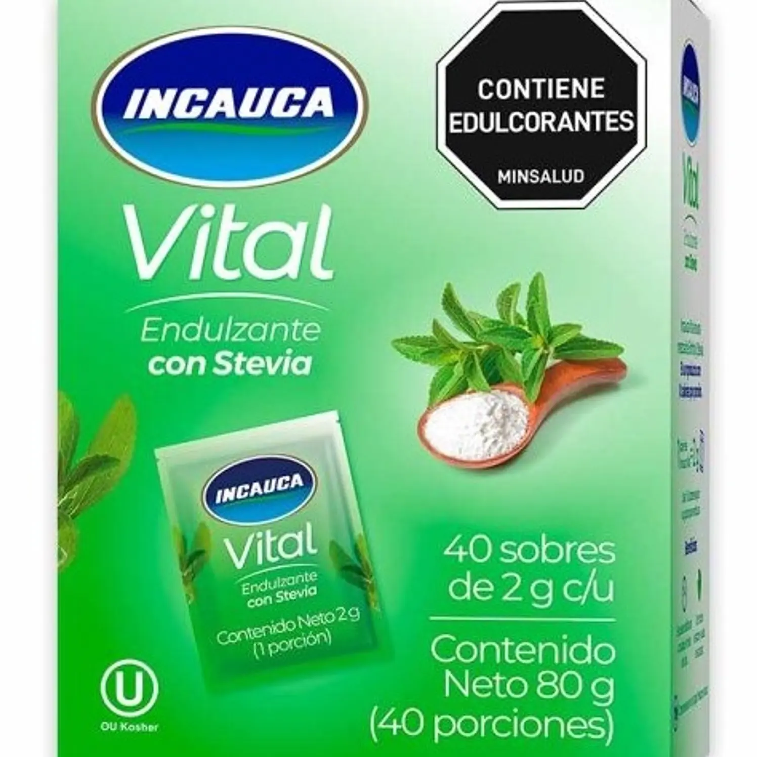 Endulzante Incauca Vital 80 g x 40 und Con Stevia