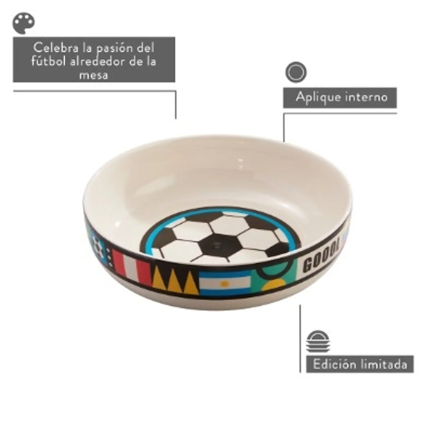Bowl Grande Corona Pasión Futbolera 2123.6 ml 2