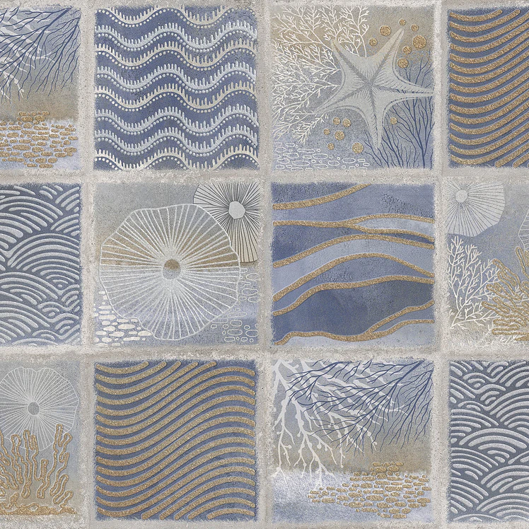 Base Decorada Corona Coral Azul Cara Única 1
