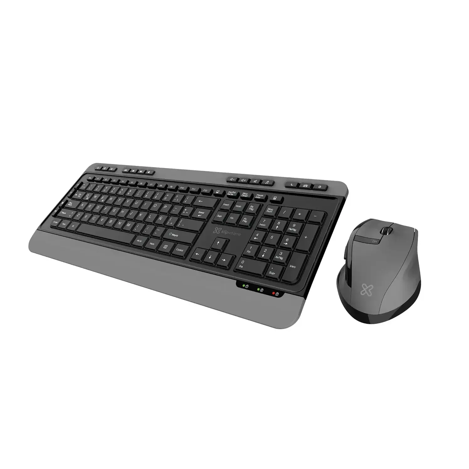 Combo Klip Xtreme Teclado Y Mouse Inalámbrico Rgb Gris Negro