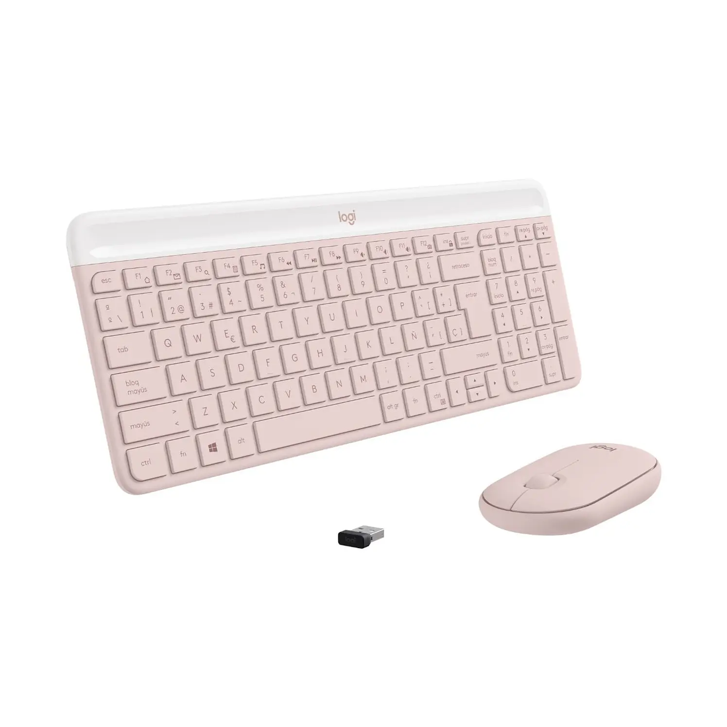 Combo Logitech Inalámbrico Teclado Más Mouse Mk470 Rosado