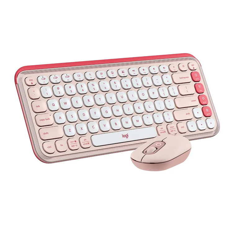 Combo Logitech Inalámbrico Teclado Más Mouse Pop Icon Rosado