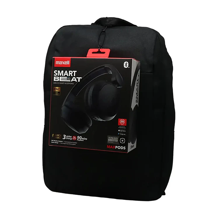 Combo Maxell Audífonos Diadema Inalambrico 250 Morral Negro