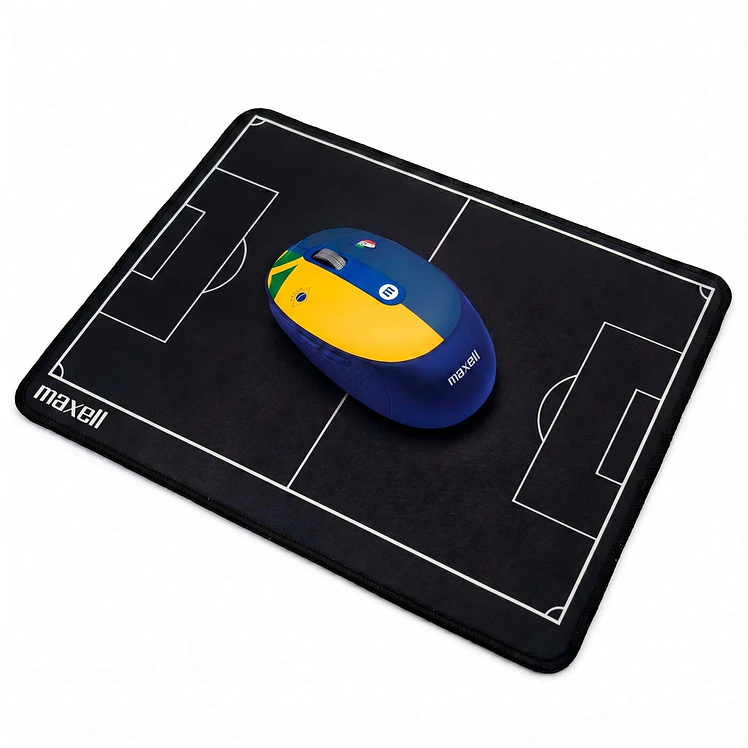 Combo Maxell Inalámbrico Mouse Más Pad Edición Futbol Azul
