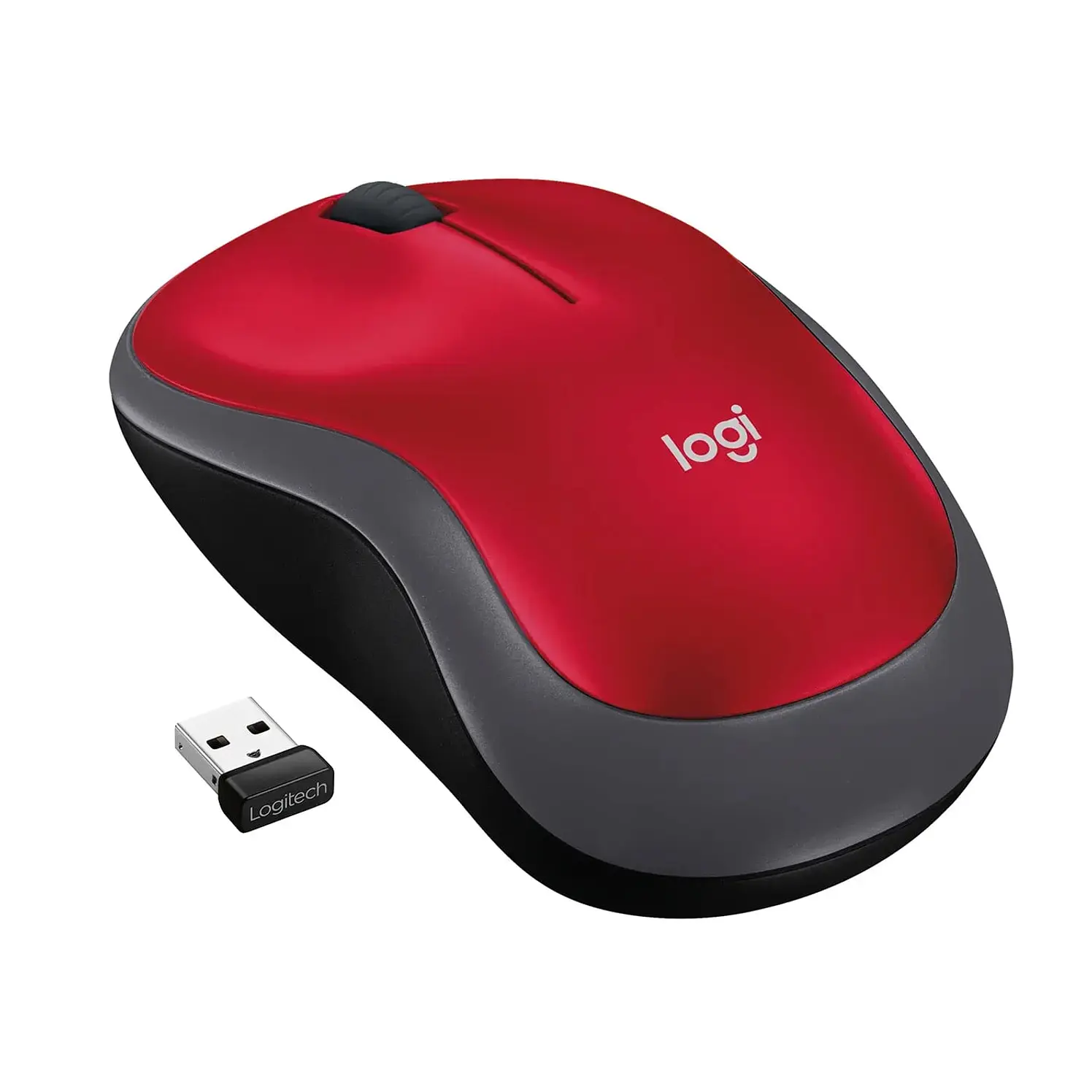 Mouse Logitech Inalámbrico Óptico M185 Rojo