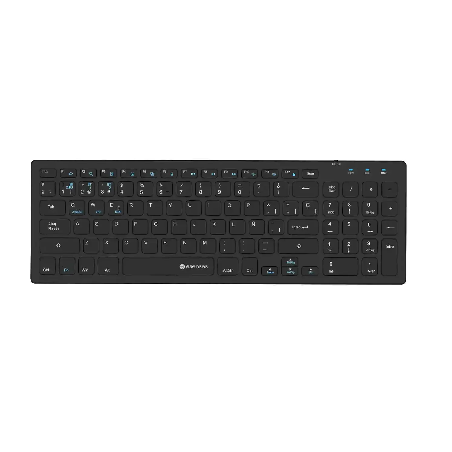 Teclado Esenses Inalámbrico Bluetooth Recargable Negro