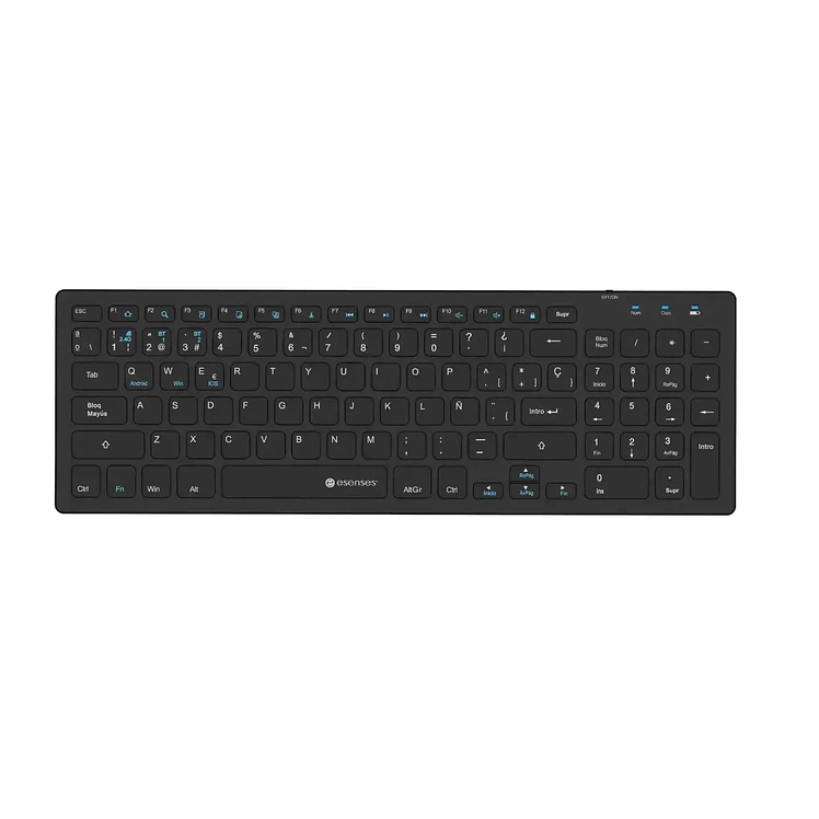 Teclado Esenses Inalámbrico Bluetooth Recargable Negro