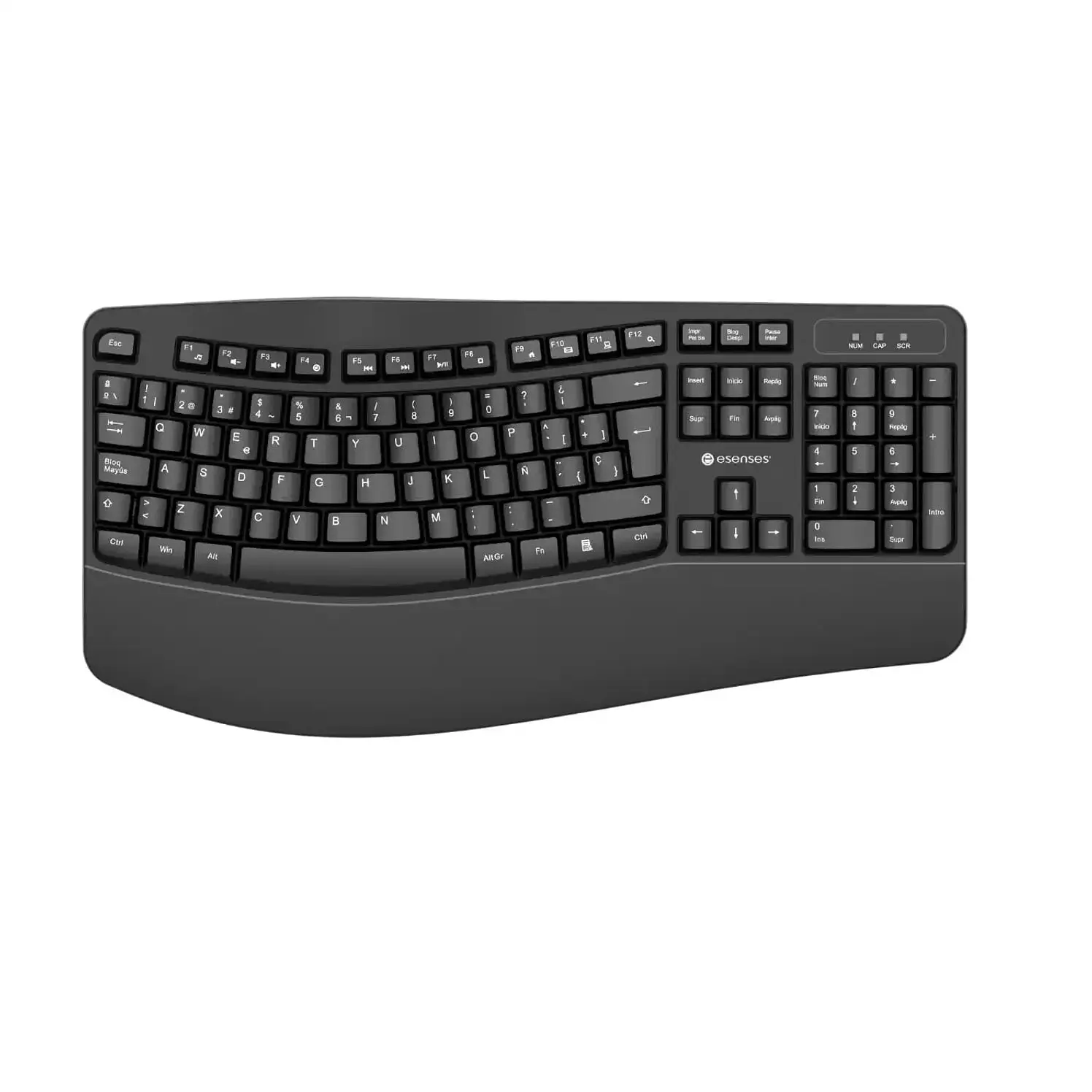Teclado Esenses Inalámbrico Ergonomico Negro