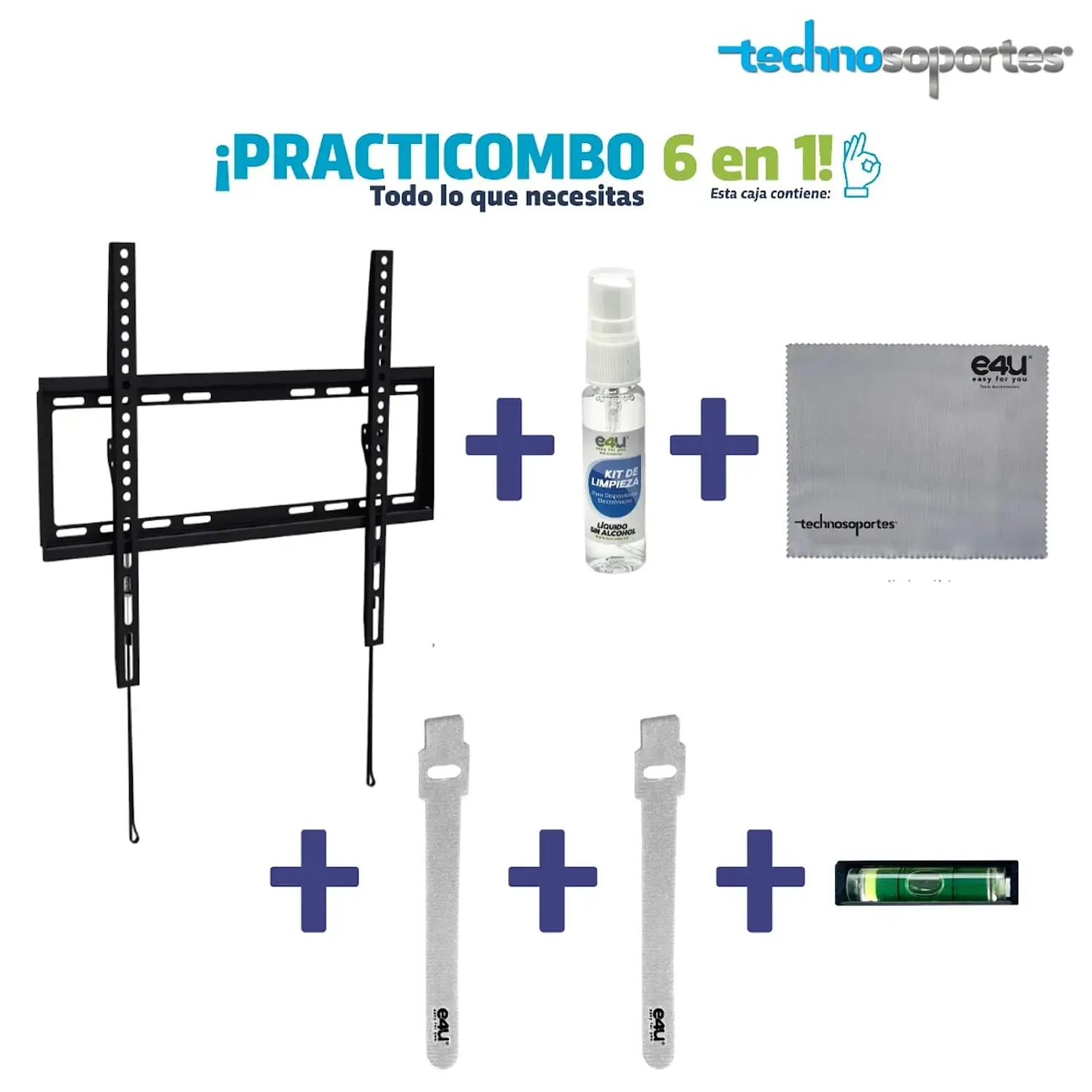 Base Technosoportes Fija TV 32A 65Más Kit 2 Más Nivel