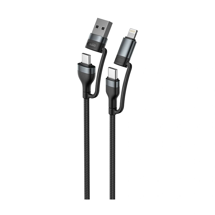 Cable Kalley 4 En 1 A Lightning A Trenzado 1 Metro Negro