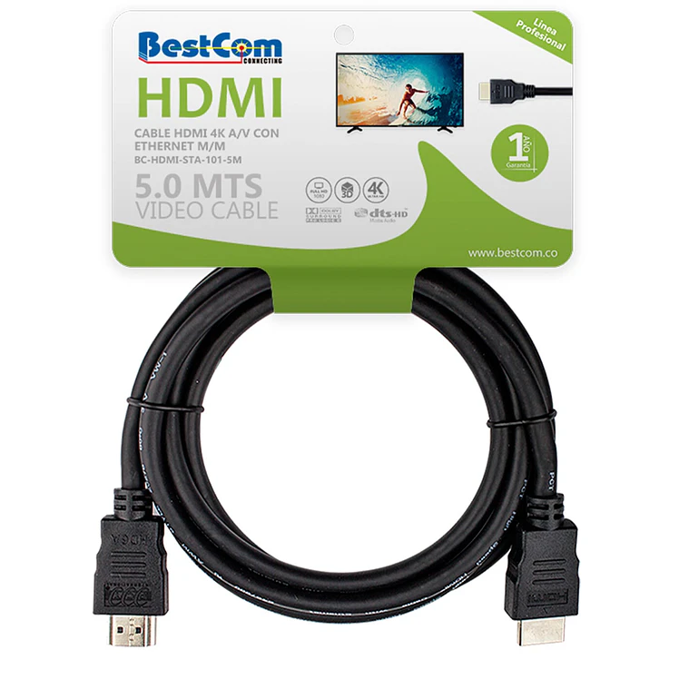 Cable Bestcom HDMI A HDMI 4K Alta Ethernet 5 Metros
