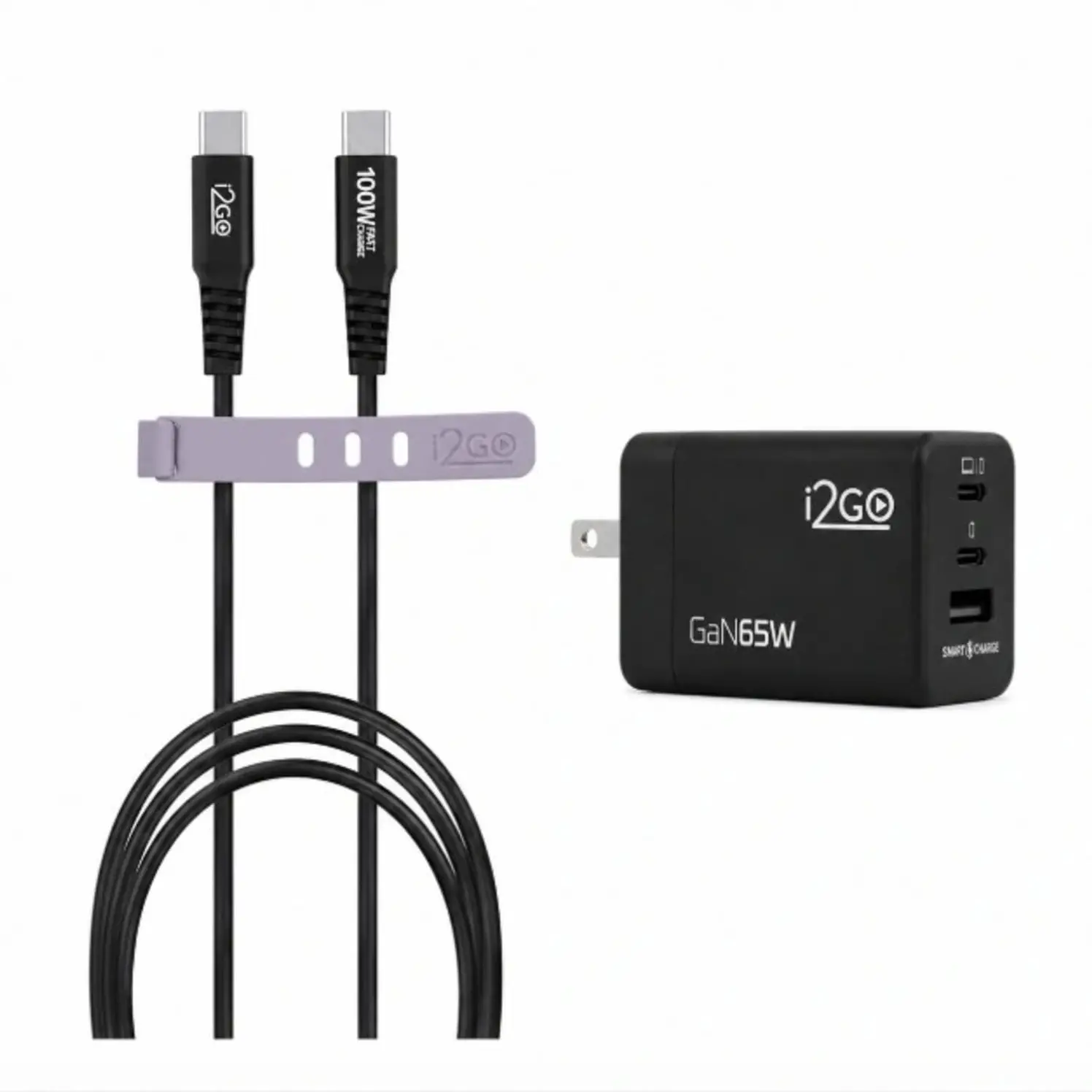 Kit I2Go Adaptador Cargador Pared 65W 100W Celulares Tablets