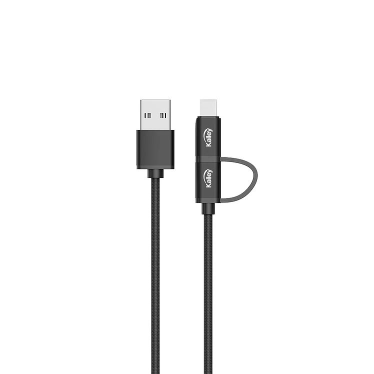 Cable Kalley USB A Micro USB Con Adaptador De 20 Cm Negro