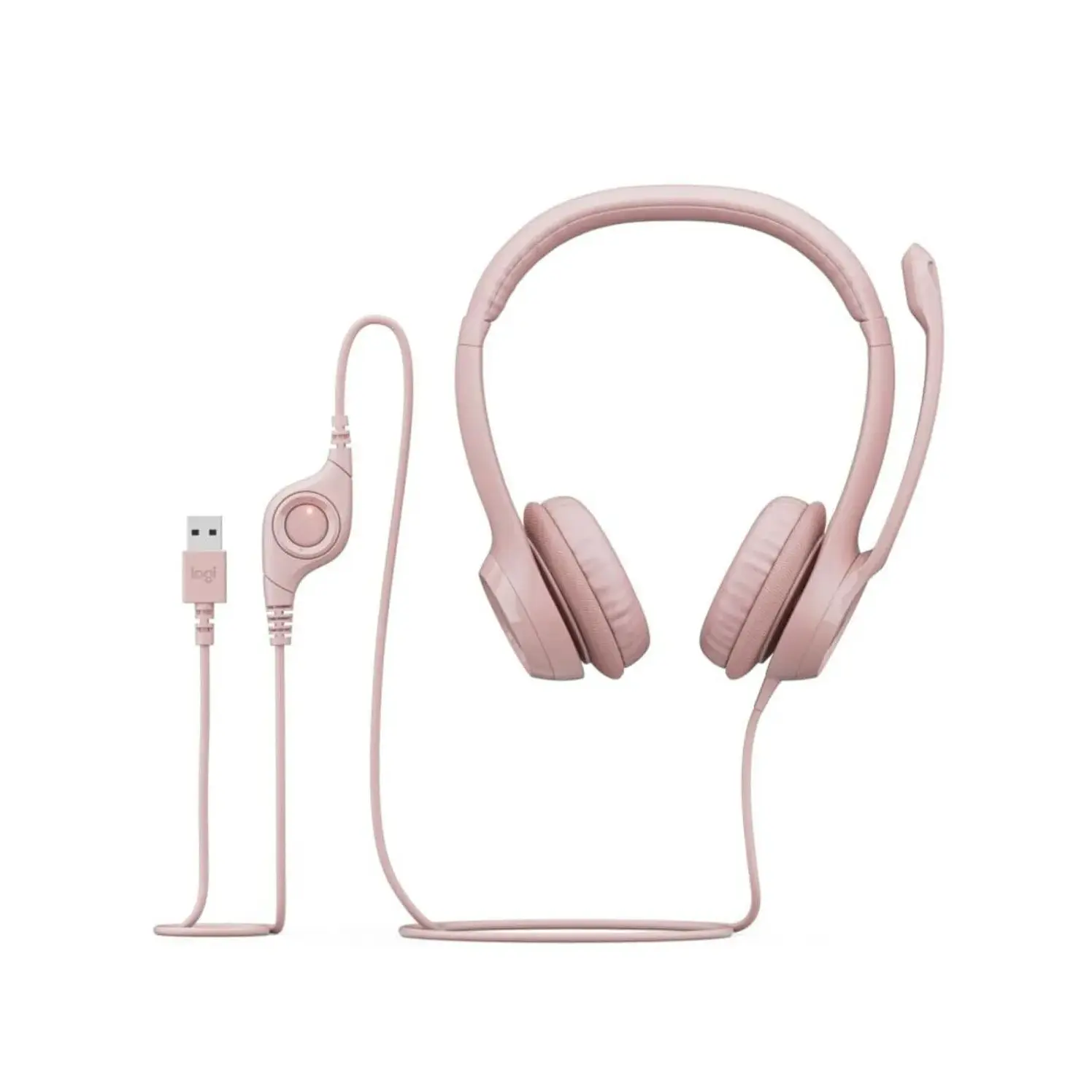 Audífonos Diadema Logitech Alámbricos On Ear H390 USB Rosado