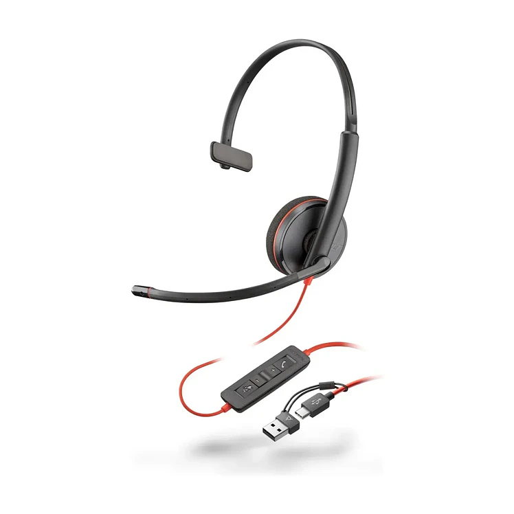 Audífonos Diadema Poly Alámbricos Mono Aural Anc Negro 3210