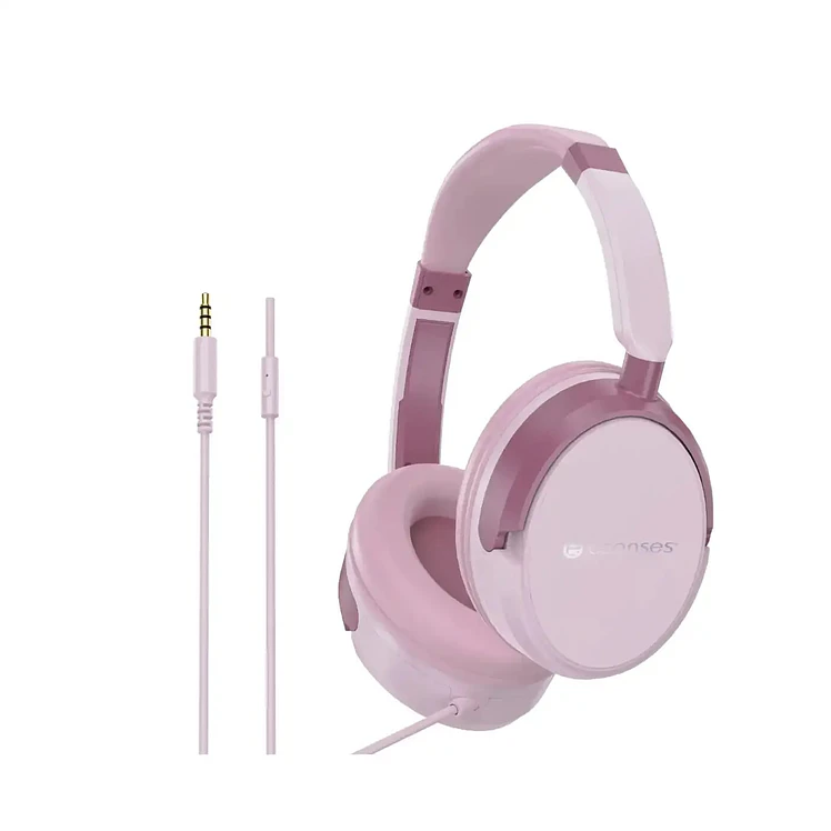 Audífonos Diadema Esenses Alámbricos Over Ear Rosado