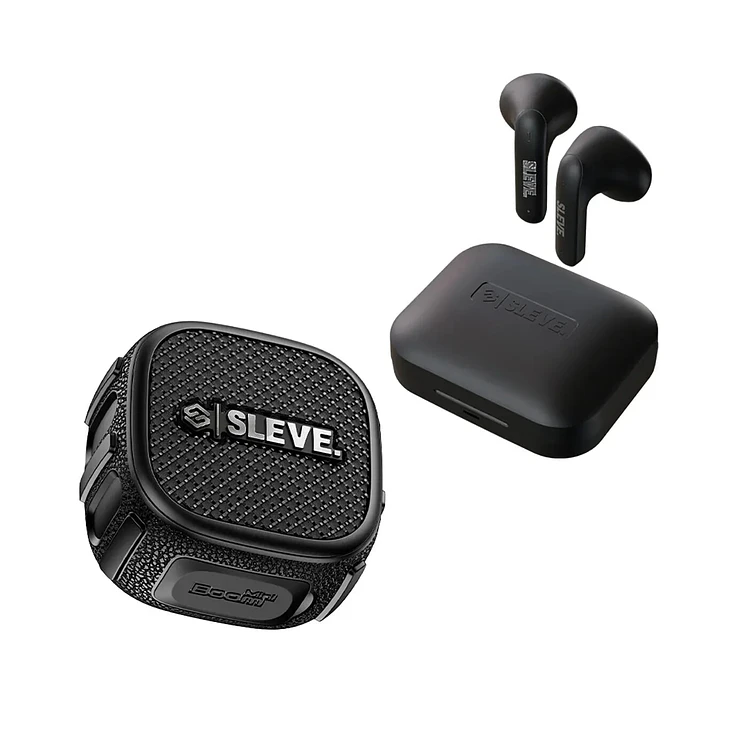 Combo Audífonos Sleve Purex Negro Más Sleve Mini Boom Negro