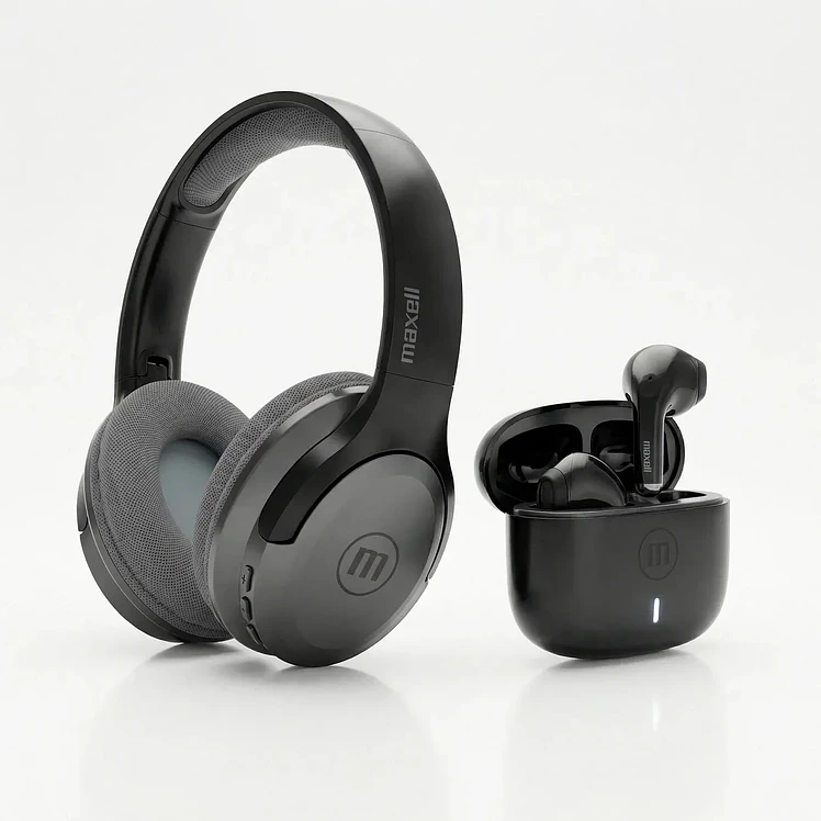 Combo Maxell Audífonos Diadema Fly Más Audifonos Elio Negro