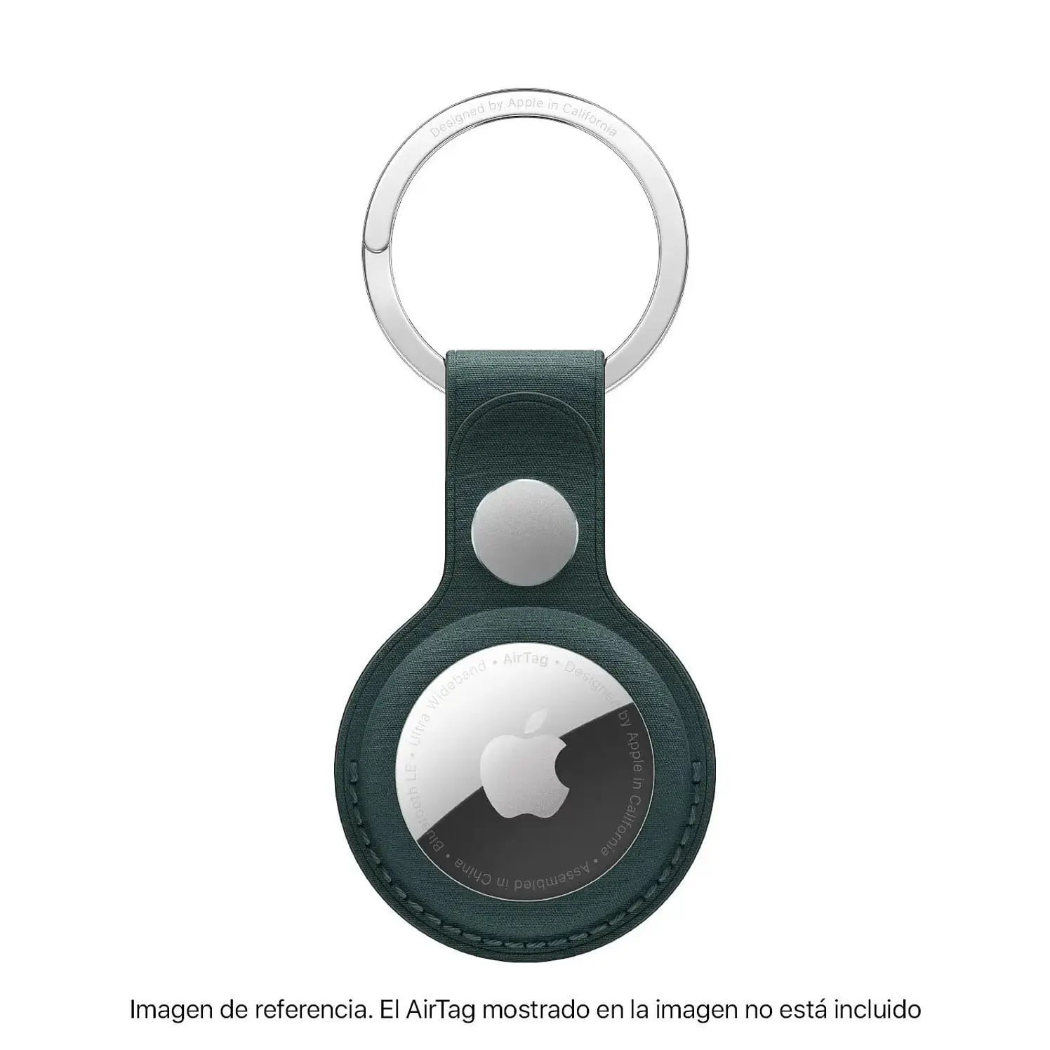 Llavero De Trenzado Fino Para El Airtag Verde Oscuro