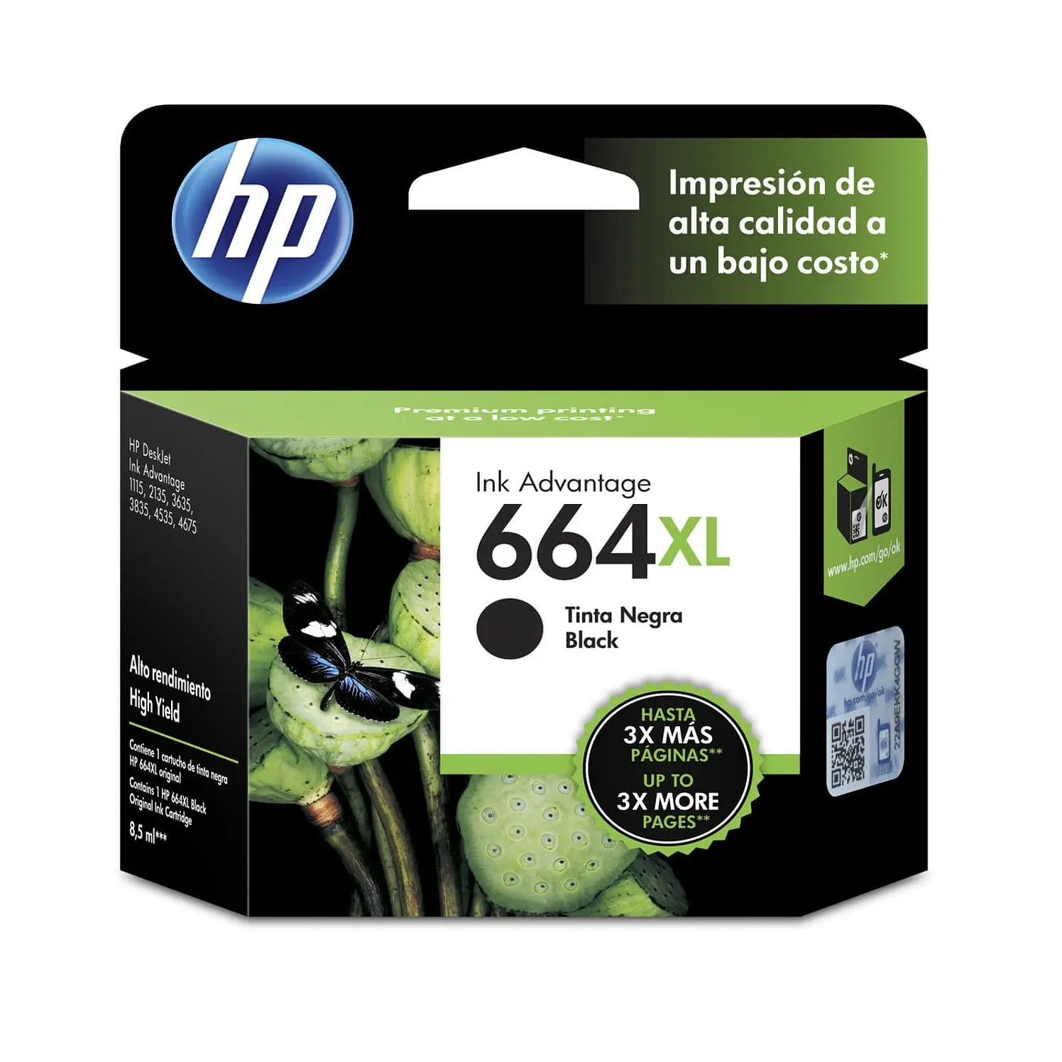 Cartucho HP De Tinta 664Xl Negra