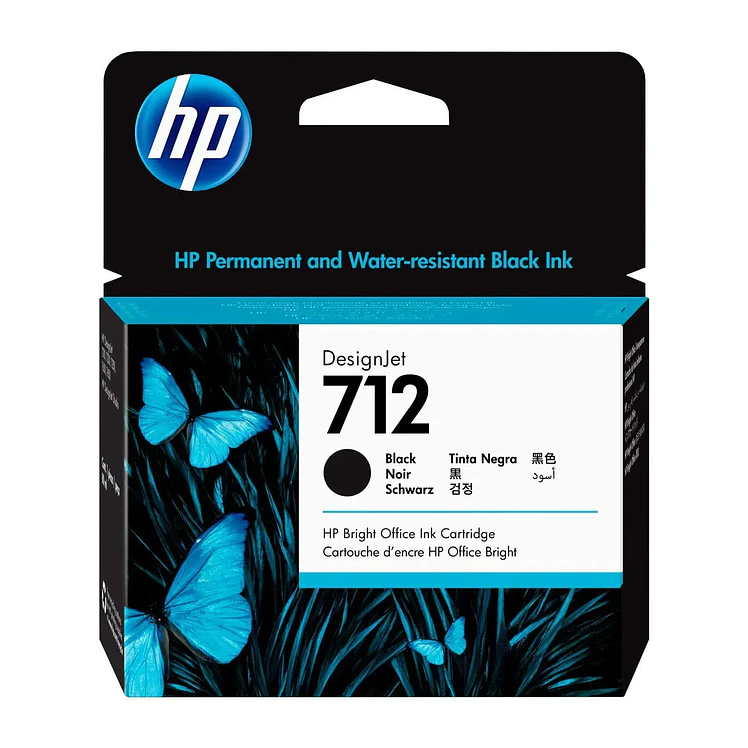 Cartucho HP De Tinta 712 Negro 80Ml Para Plotter