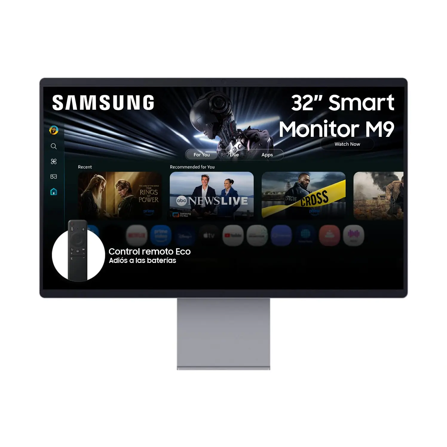 Monitor Samsung 32 Pulg Fm902 Smart TV Plano Gris