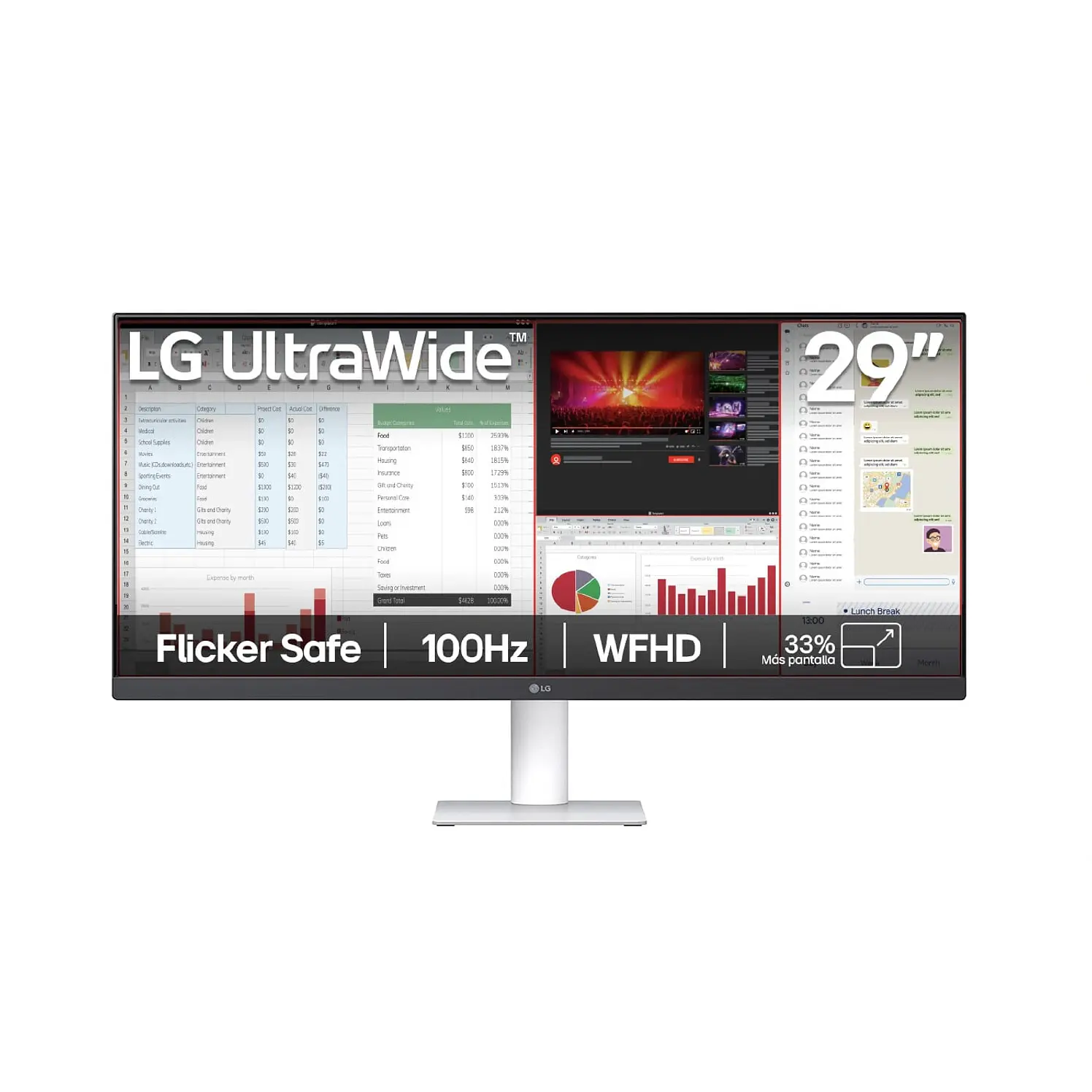 Monitor LG 29 Pulg Ultrawide Wfhd Plano Blanco