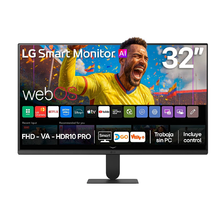 Monitor LG 32 Pulg Smart TV FHD Plano Negro