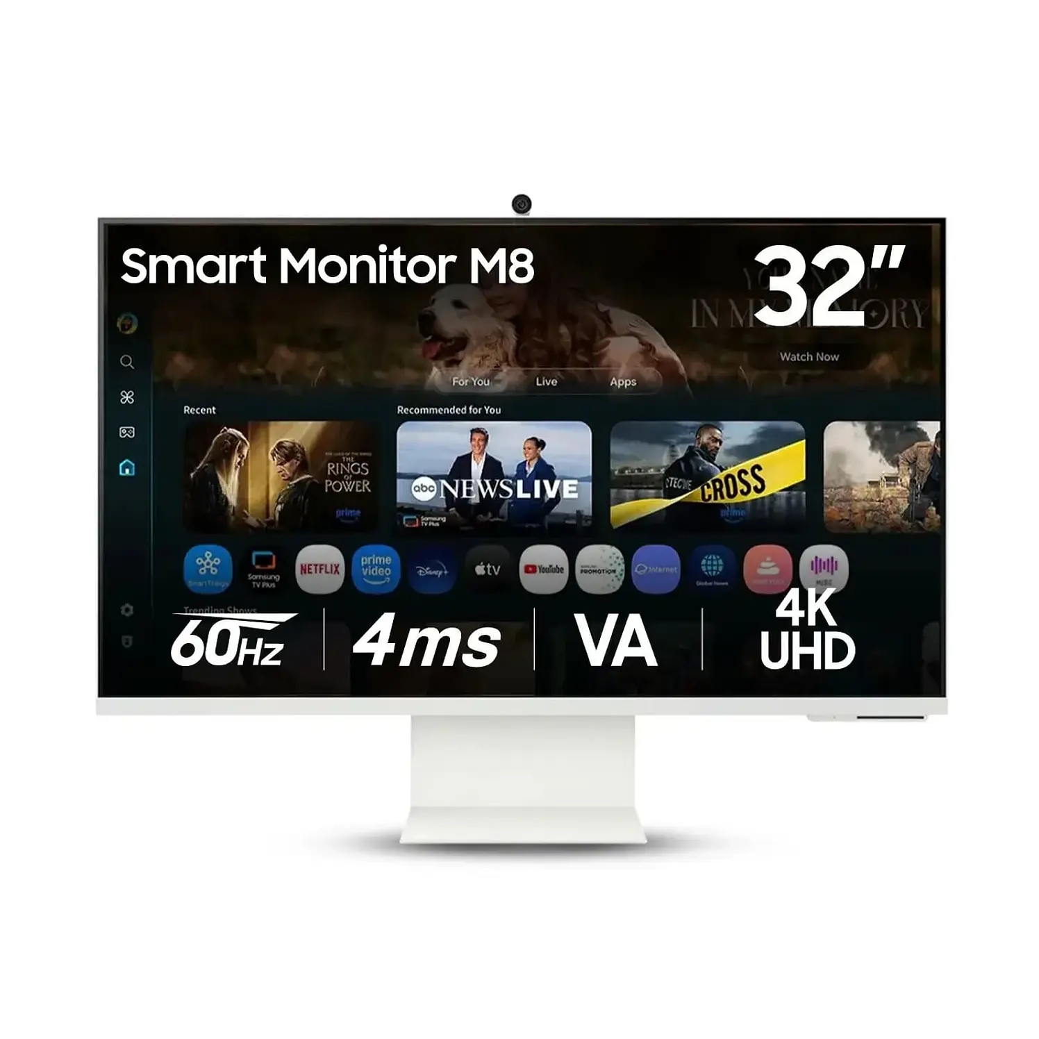 Monitor Samsung 32 Pulg Fm801 Smart 4K Plano Blanco