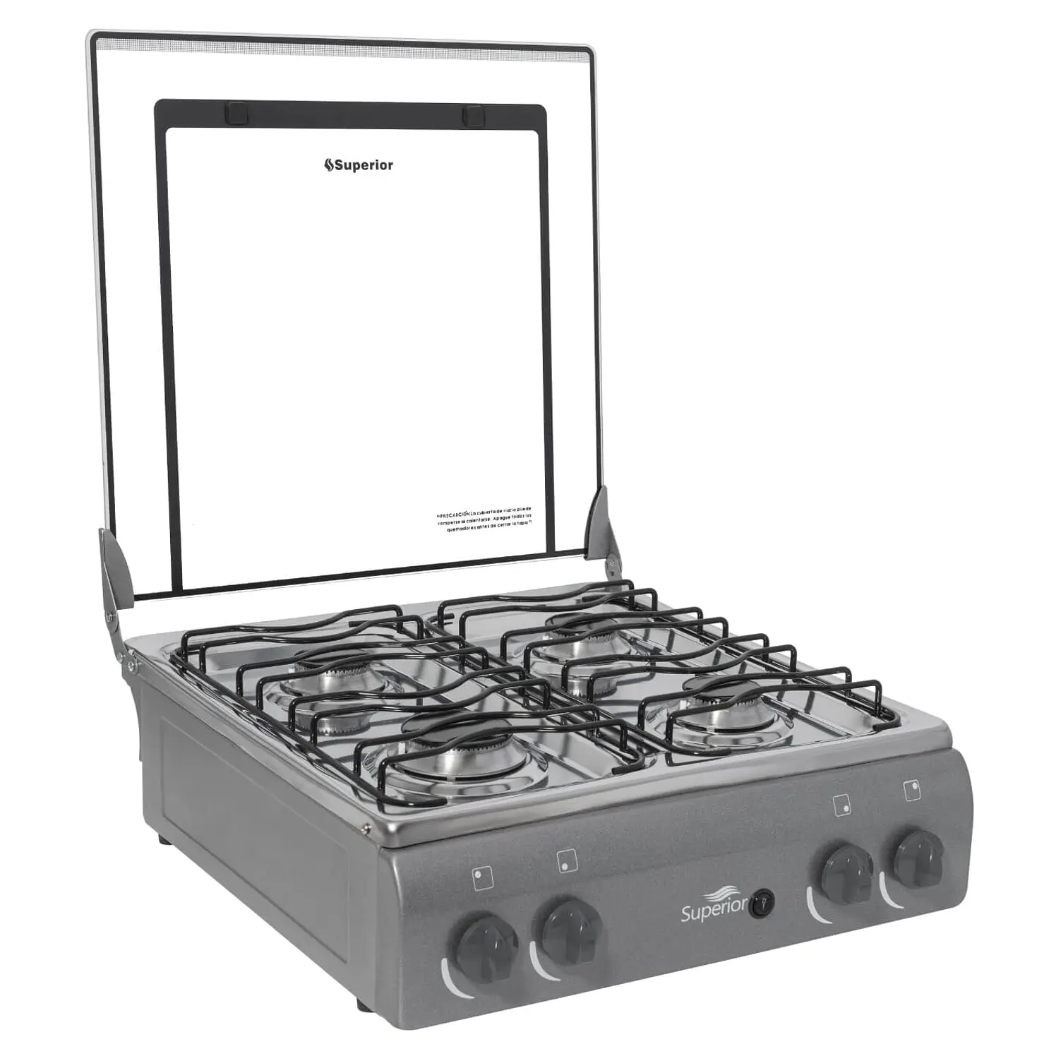Estufa De Mesa Superior 4 Puestos Gas Natural Gris