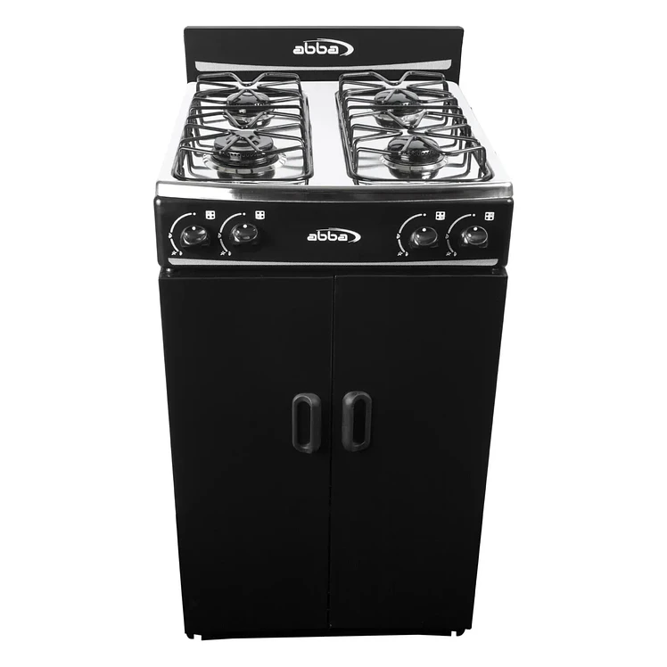 Estufa De Piso Abba 4 Puestos Gas Natural Con Gabinete Negro