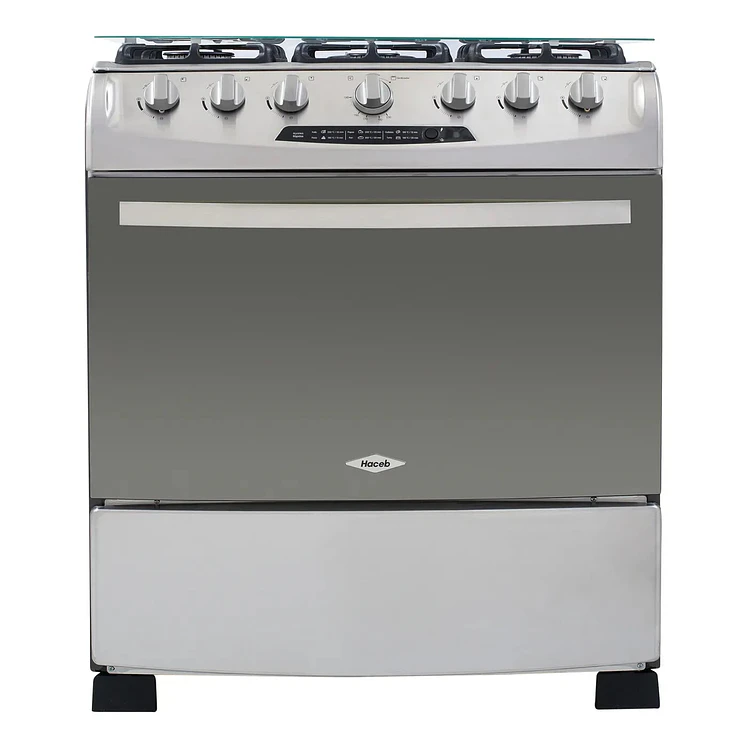 Estufa Piso Haceb 6 Puestos Horno Gas Natural Oregano Gris